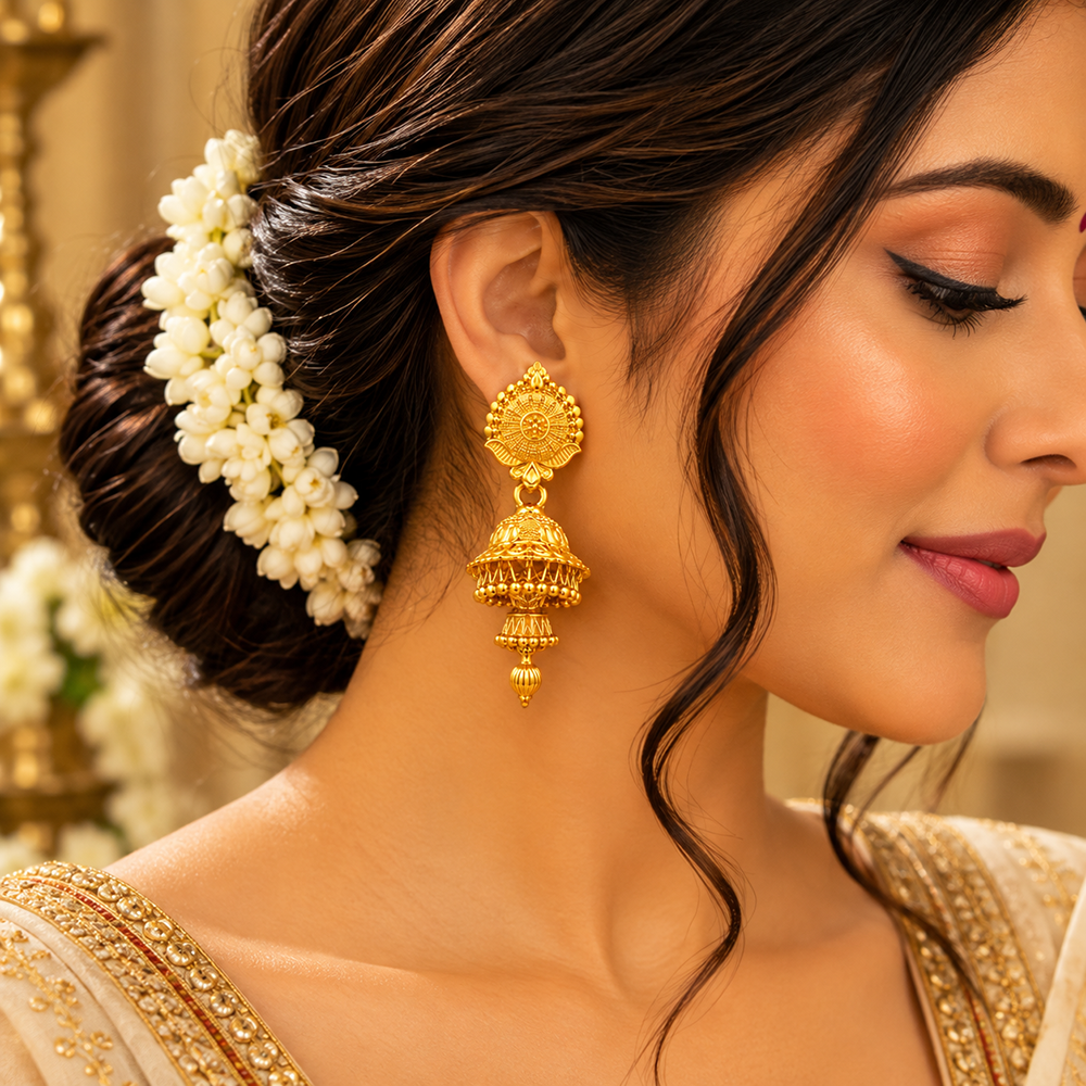 The99Jewel Stylish Gold Plated Jhumka Earrings | Traditional Fashion Jewellery for Festive & Party Wear