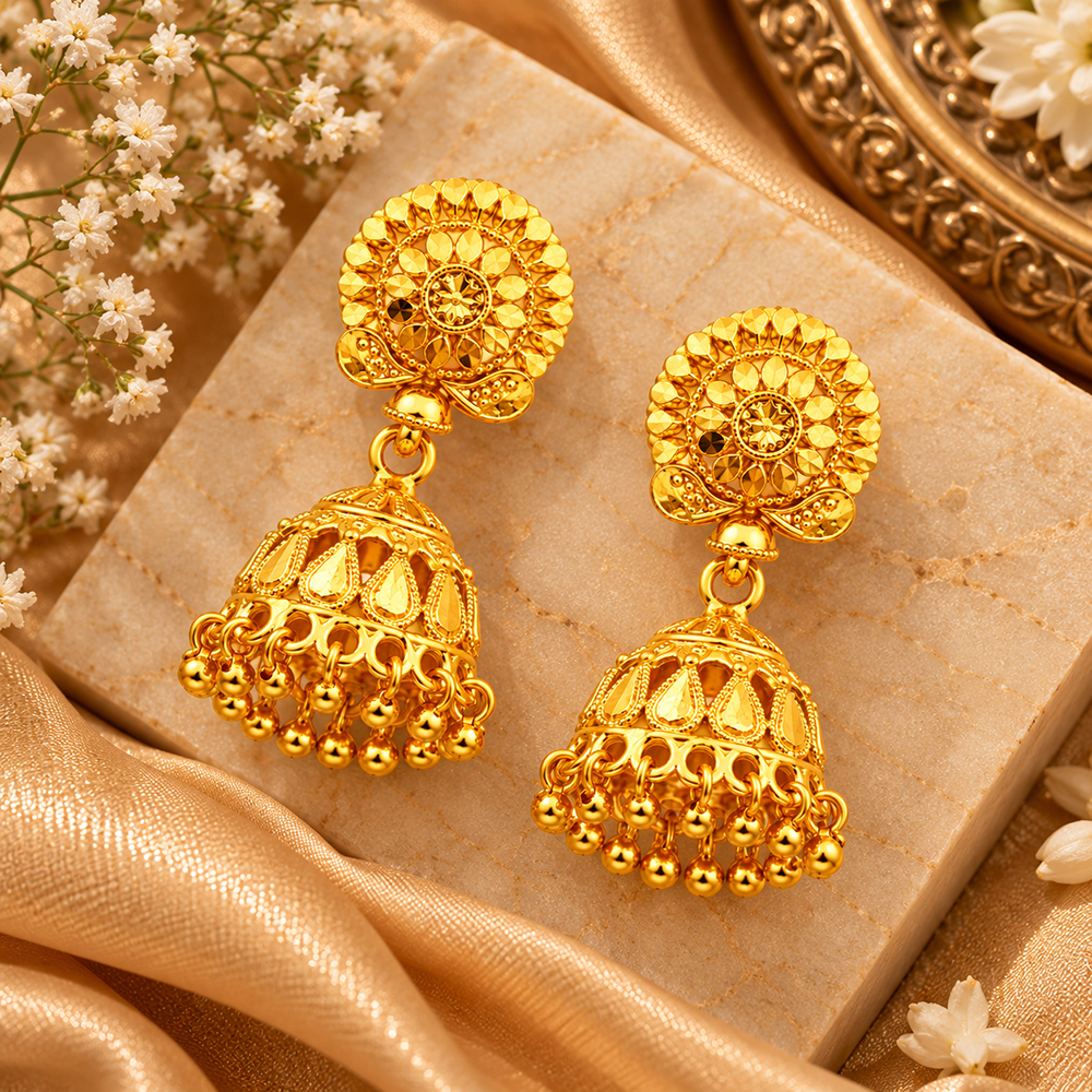 The99Jewel Heritage Inspired Gold Plated Jhumki Earrings for Women