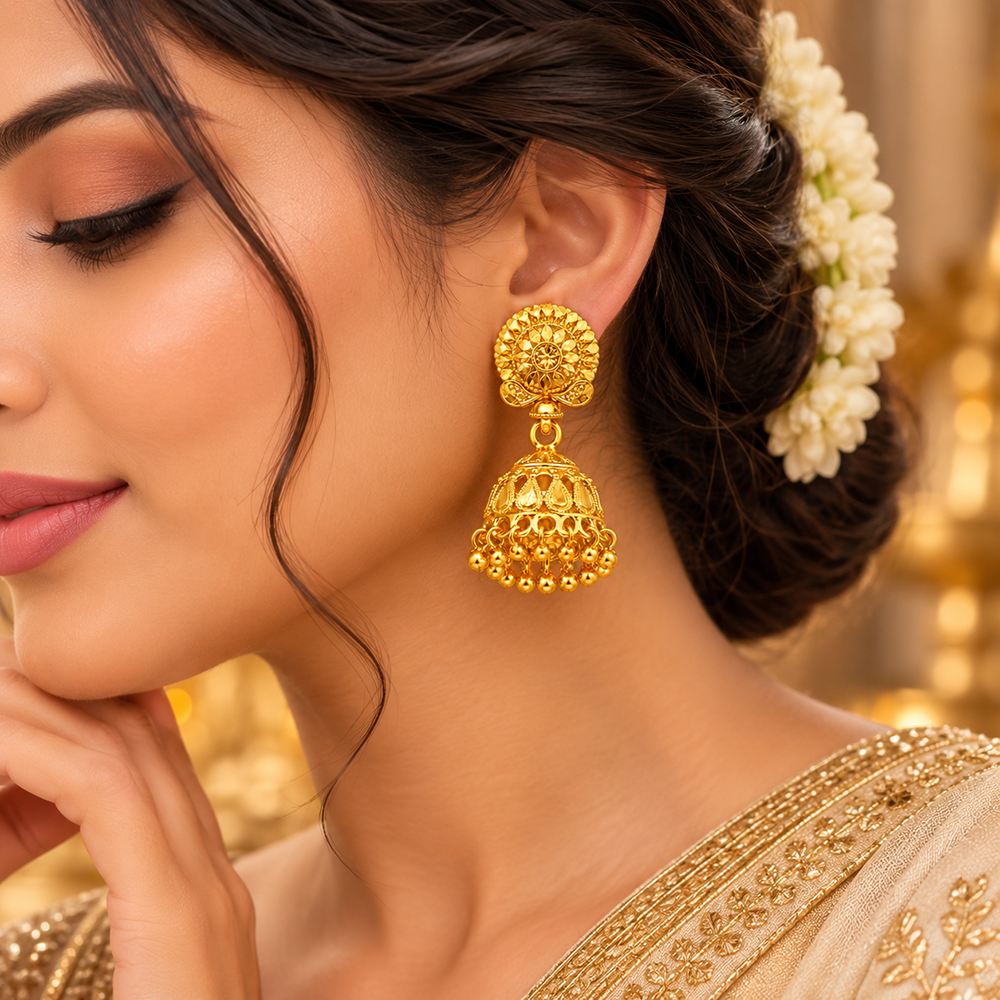 The99Jewel Heritage Inspired Gold Plated Jhumki Earrings for Women