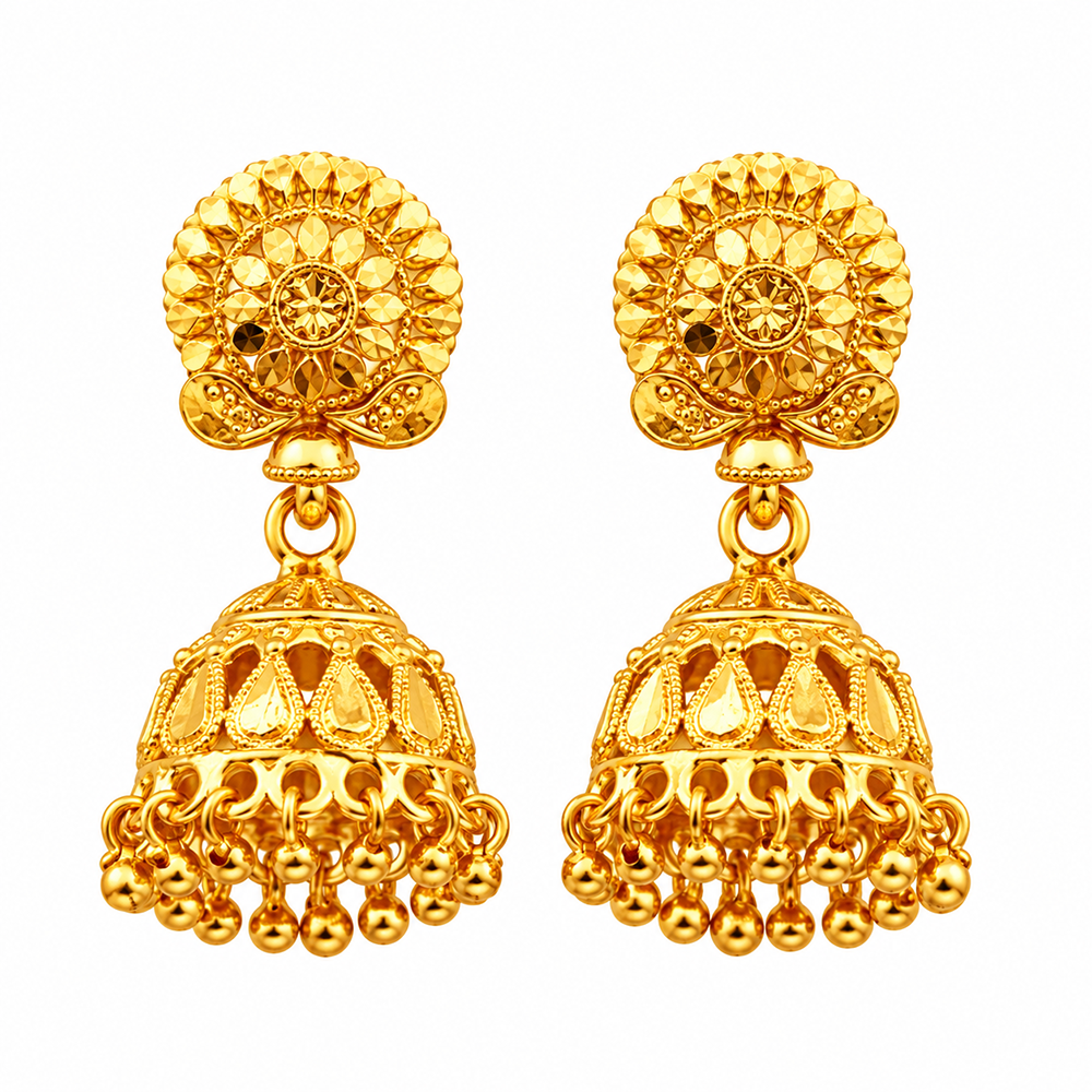 The99Jewel Heritage Inspired Gold Plated Jhumki Earrings for Women