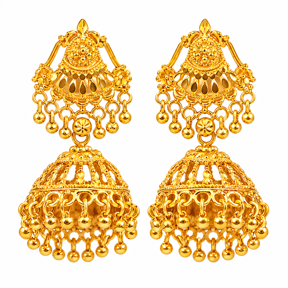 The99Jewel Timeless Gold Plated Jhumki Earrings | Elegant Traditional Jewellery for Weddings & Festive Occasions