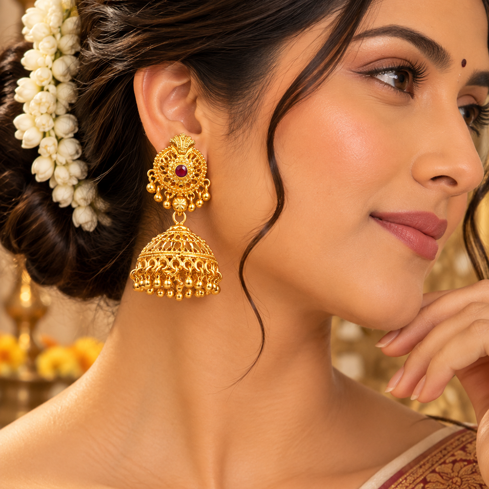 The99Jewel Timeless Gold Plated Jhumki Earrings | Elegant Traditional Jewellery for Weddings & Festive Occasions
