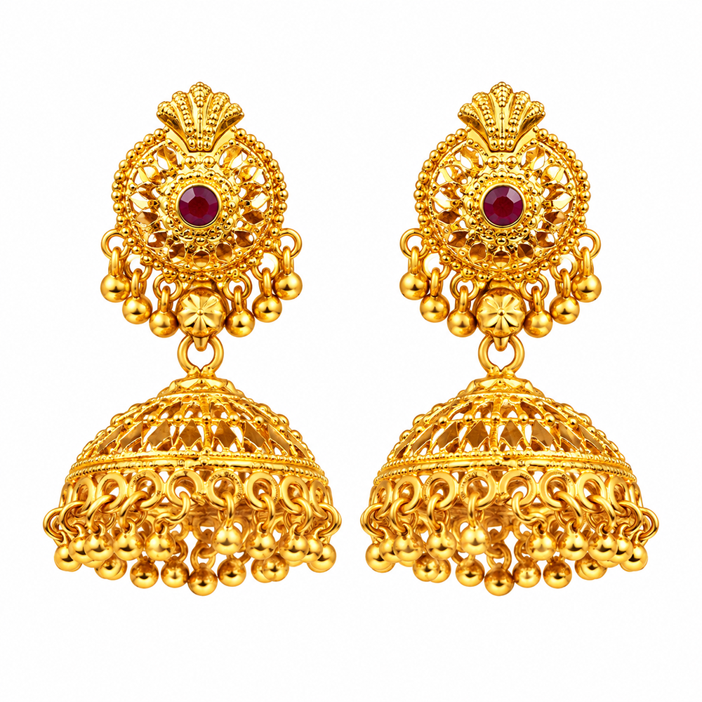 The99Jewel Timeless Gold Plated Jhumki Earrings | Elegant Traditional Jewellery for Weddings & Festive Occasions