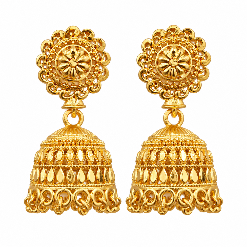The99Jewel Timeless Gold Plated Jhumki Earrings | Elegant Traditional Jewellery for Weddings & Festive Occasions