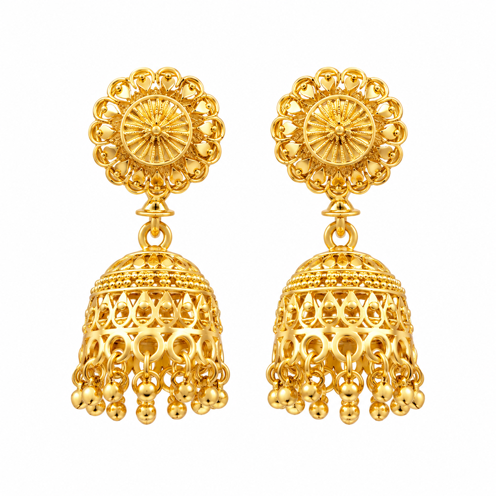 The99Jewel Timeless Gold Plated Jhumki Earrings | Elegant Traditional Jewellery for Weddings & Festive Occasions