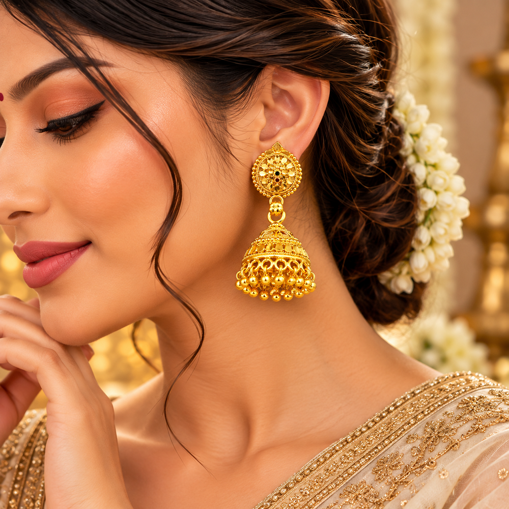 The99Jewel Timeless Gold Plated Jhumki Earrings | Elegant Traditional Jewellery for Weddings & Festive Occasions