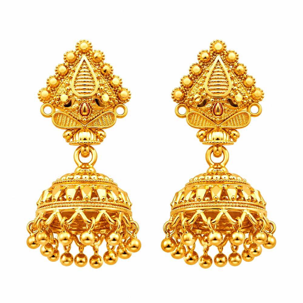 The99Jewel Traditional Gold Plated Jhumki Earrings with Leaf Shape Stud for Women & Girls
