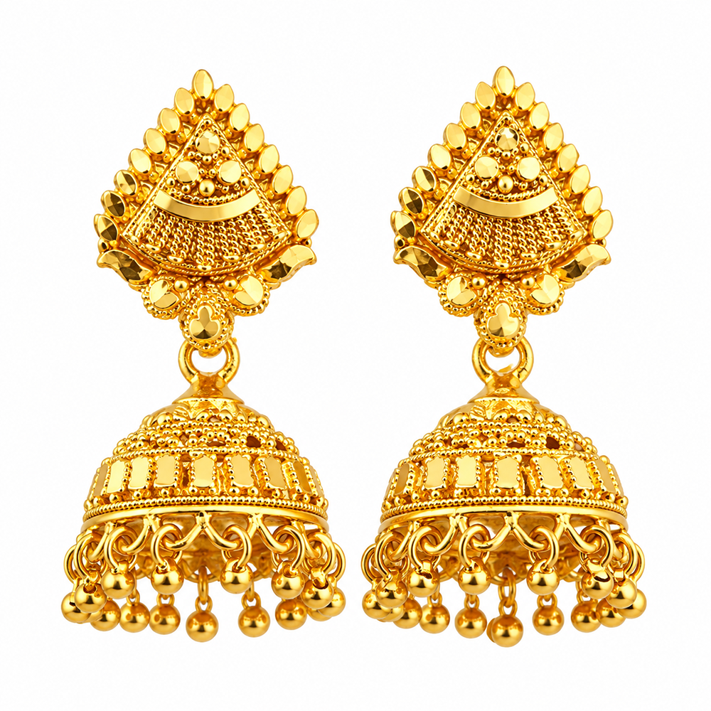 The99Jewel Traditional Gold Plated Jhumki Earrings with Leaf Shape Stud for Women & Girls