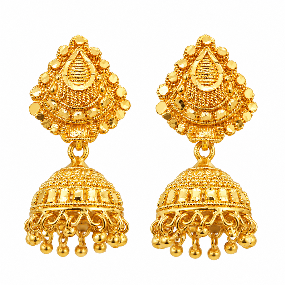 The99Jewel Traditional Gold Plated Jhumki Earrings with Leaf Shape Stud for Women & Girls
