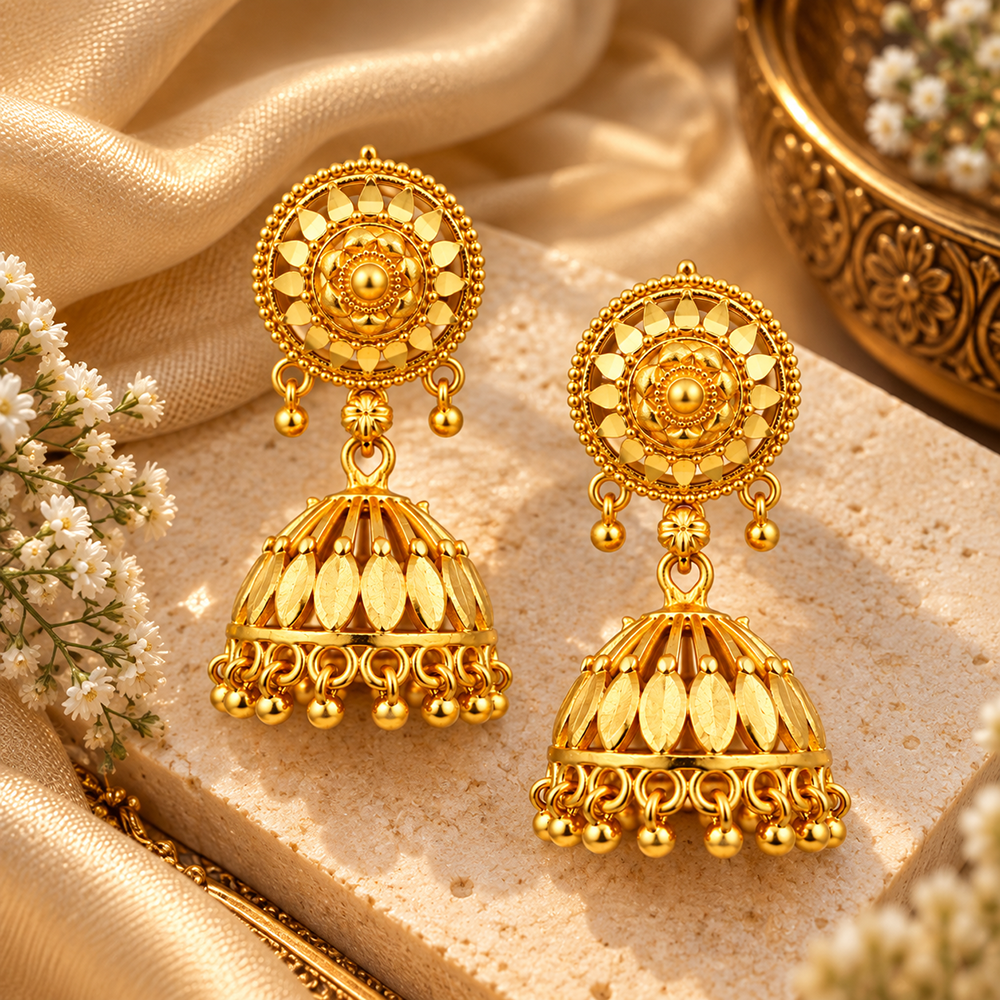 The99Jewel Traditional Gold Plated Jhumki Earrings | Designer Indian Earrings for Women & Girls