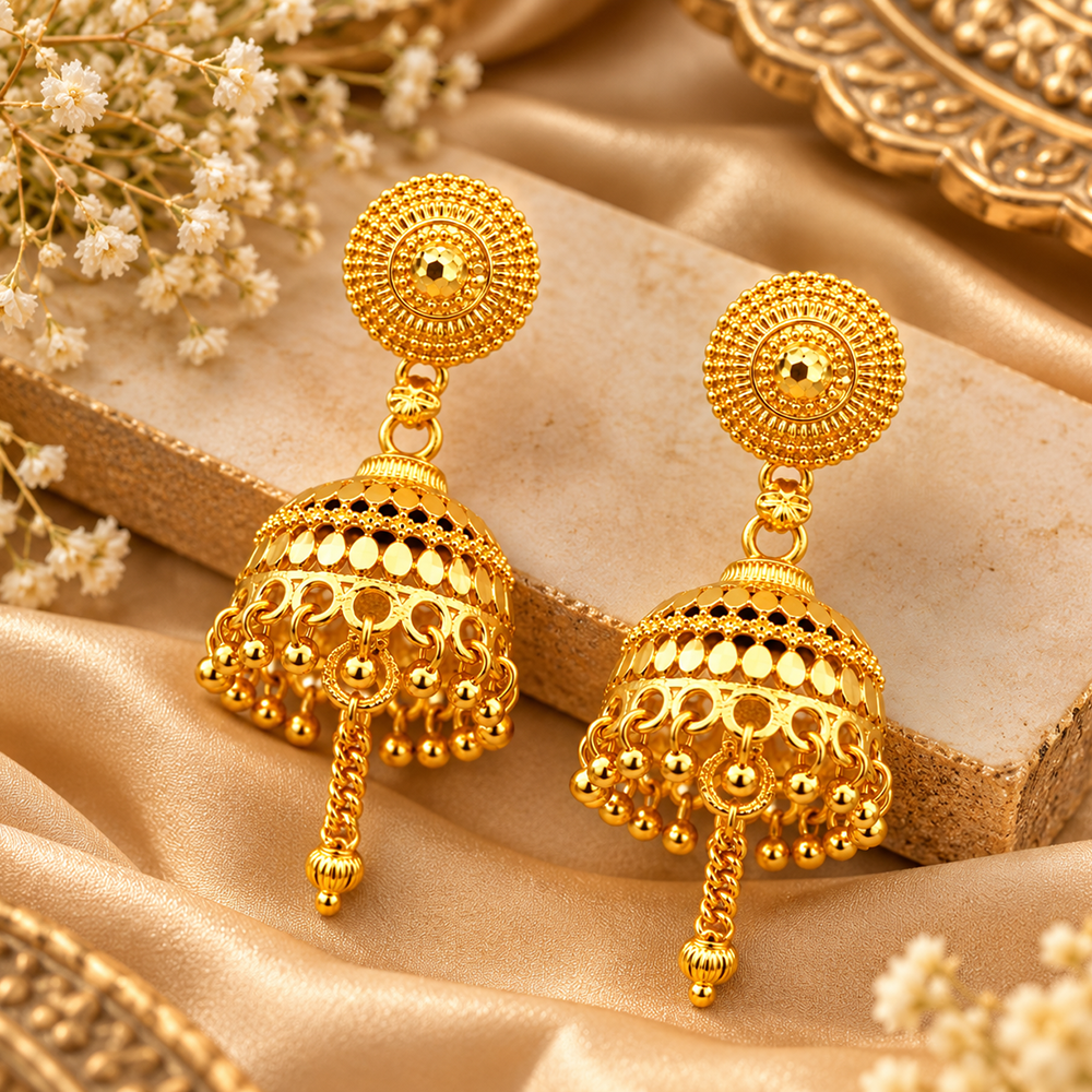 The99Jewel Traditional Gold Plated Jhumki Earrings | Designer Indian Earrings for Women & Girls