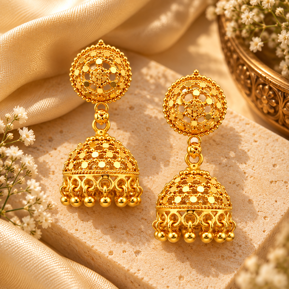 The99Jewel Traditional Gold Plated Jhumki Earrings | Designer Indian Earrings for Women & Girls