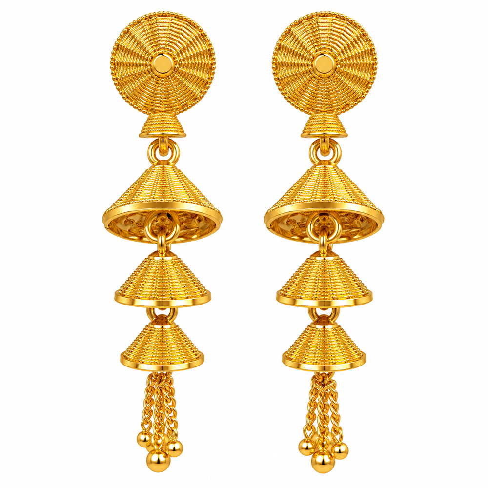 The99Jewel Traditional Gold Plated Multi Layer Jhumki Earrings | Designer Indian Earrings for Women & Girls