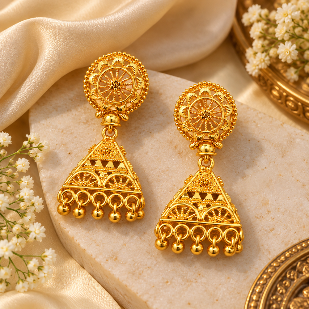 The99Jewel Traditional Gold Plated Jhumki Earrings | Designer Indian Earrings for Women & Girls