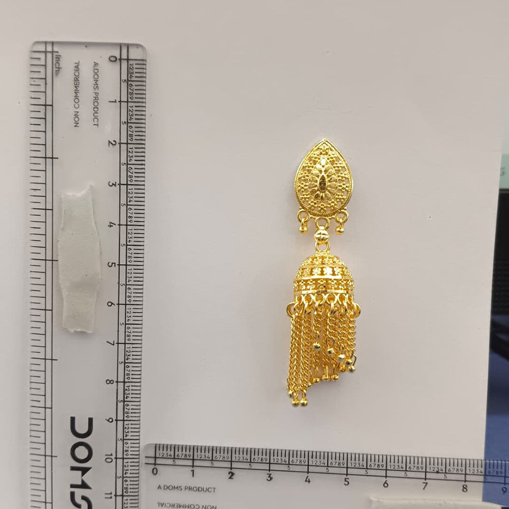The99Jewel Traditional Gold Plated Jhumki Earrings with Long chain Tassels