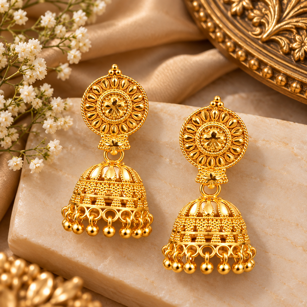 The99Jewel Heritage Inspired Gold Plated Jhumka Earrings | Traditional Designer Jewellery for Women