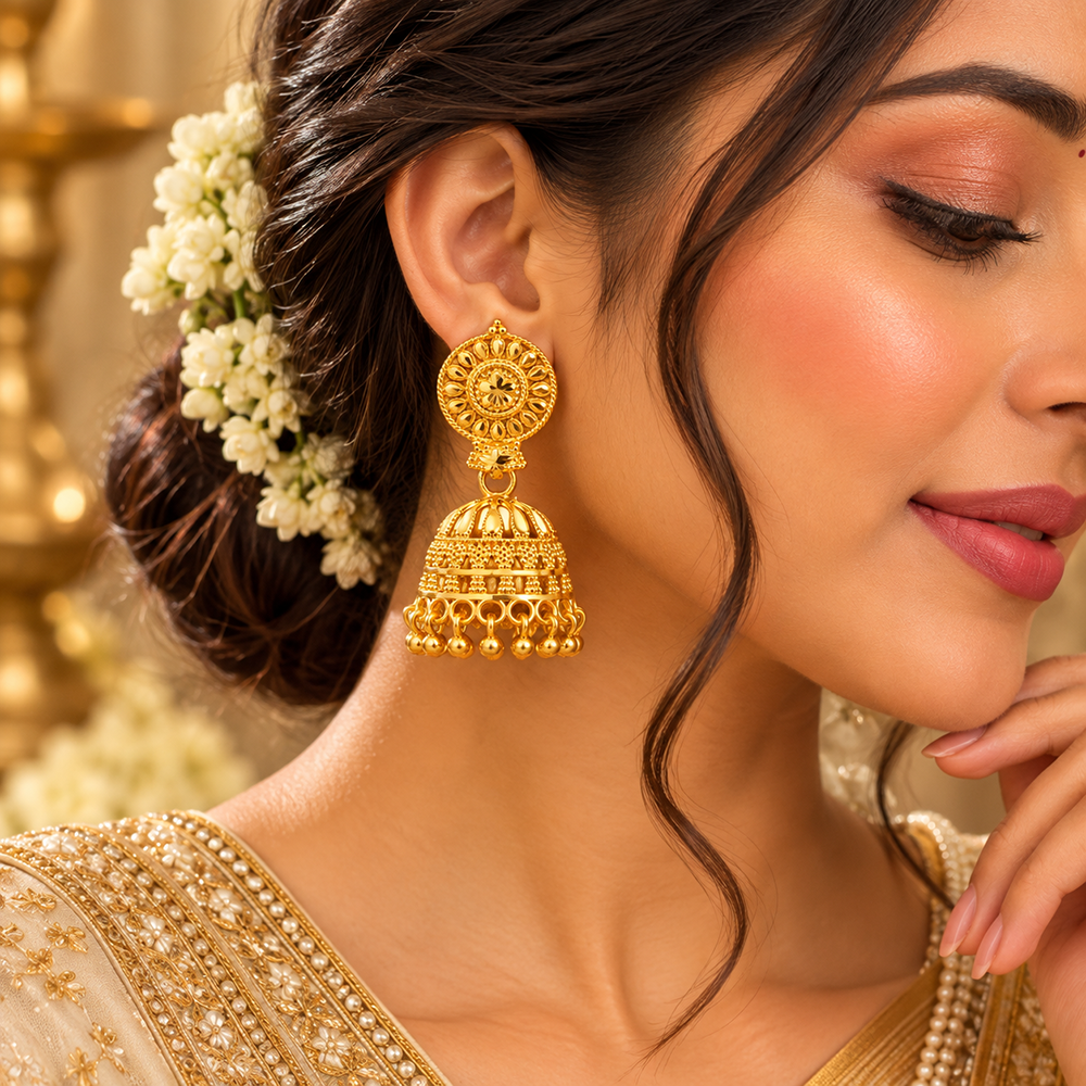 The99Jewel Heritage Inspired Gold Plated Jhumka Earrings | Traditional Designer Jewellery for Women
