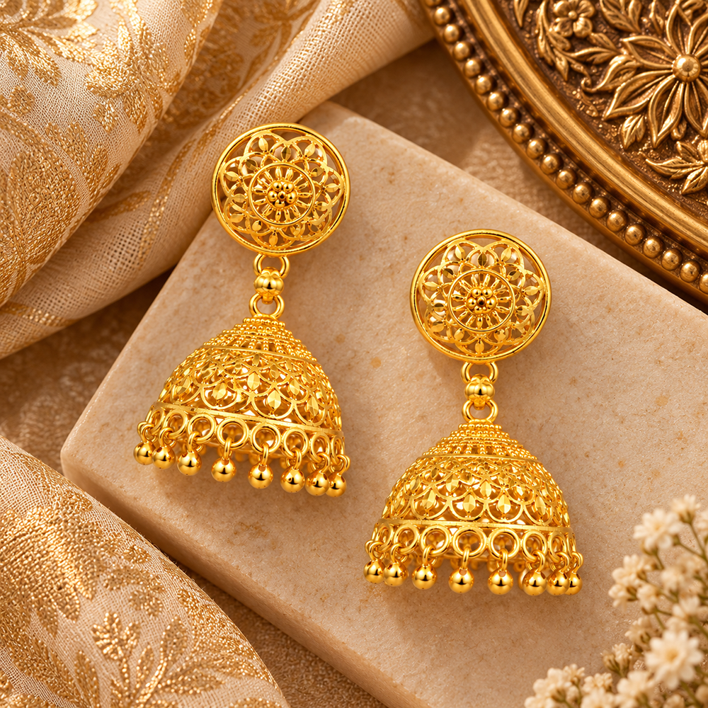 The99Jewel Heritage Inspired Gold Plated Jhumka Earrings | Traditional Designer Jewellery for Women