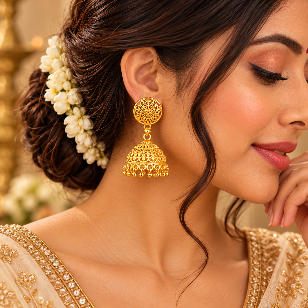 The99Jewel Heritage Inspired Gold Plated Jhumka Earrings | Traditional Designer Jewellery for Women
