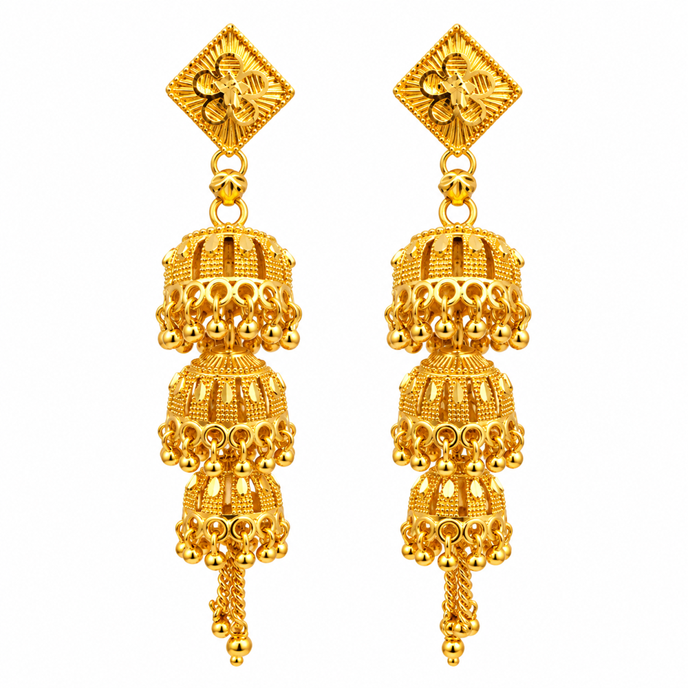 The99Jewel Heritage Inspired Gold Plated Multi Layered Jhumki Earrings | Traditional Designer Jewellery for Women