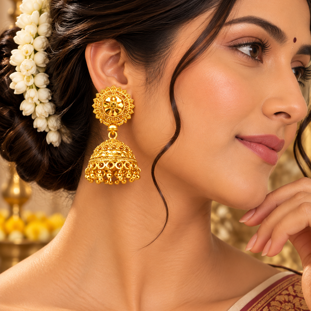 The99Jewel Heritage Inspired Gold Plated Jhumka Earrings | Traditional Designer Jewellery for Women