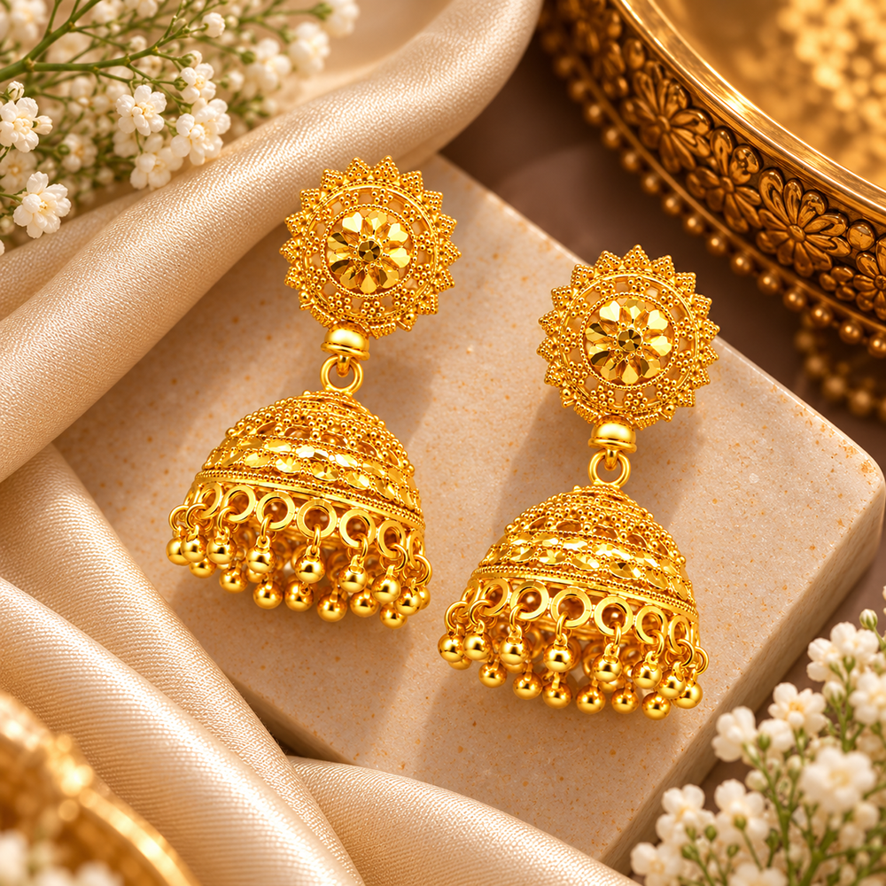 The99Jewel Heritage Inspired Gold Plated Jhumka Earrings | Traditional Designer Jewellery for Women