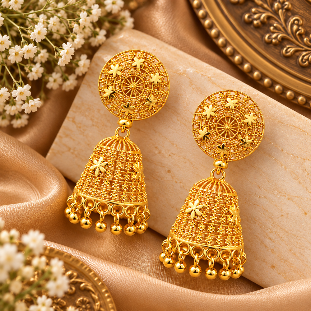 The99Jewel Heritage Inspired Gold Plated Jhumka Earrings | Traditional Designer Jewellery for Women