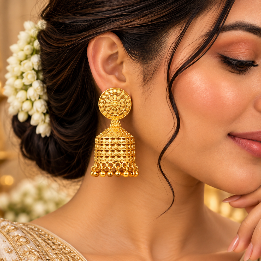 The99Jewel Heritage Inspired Gold Plated Jhumka Earrings | Traditional Designer Jewellery for Women