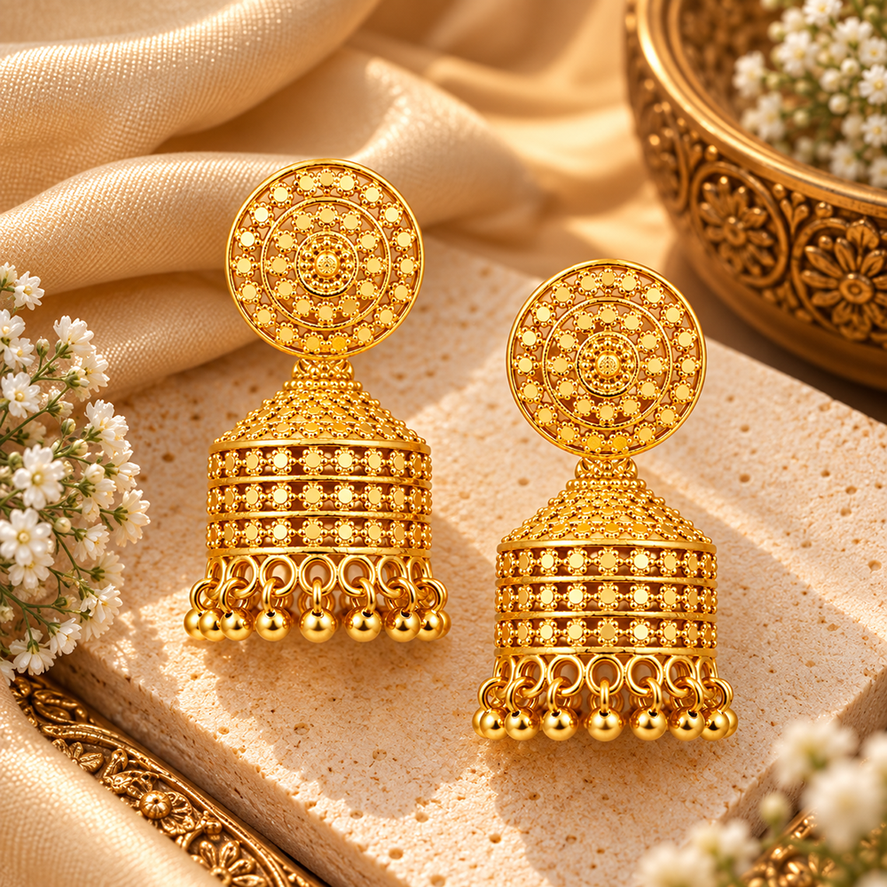 The99Jewel Heritage Inspired Gold Plated Jhumka Earrings | Traditional Designer Jewellery for Women