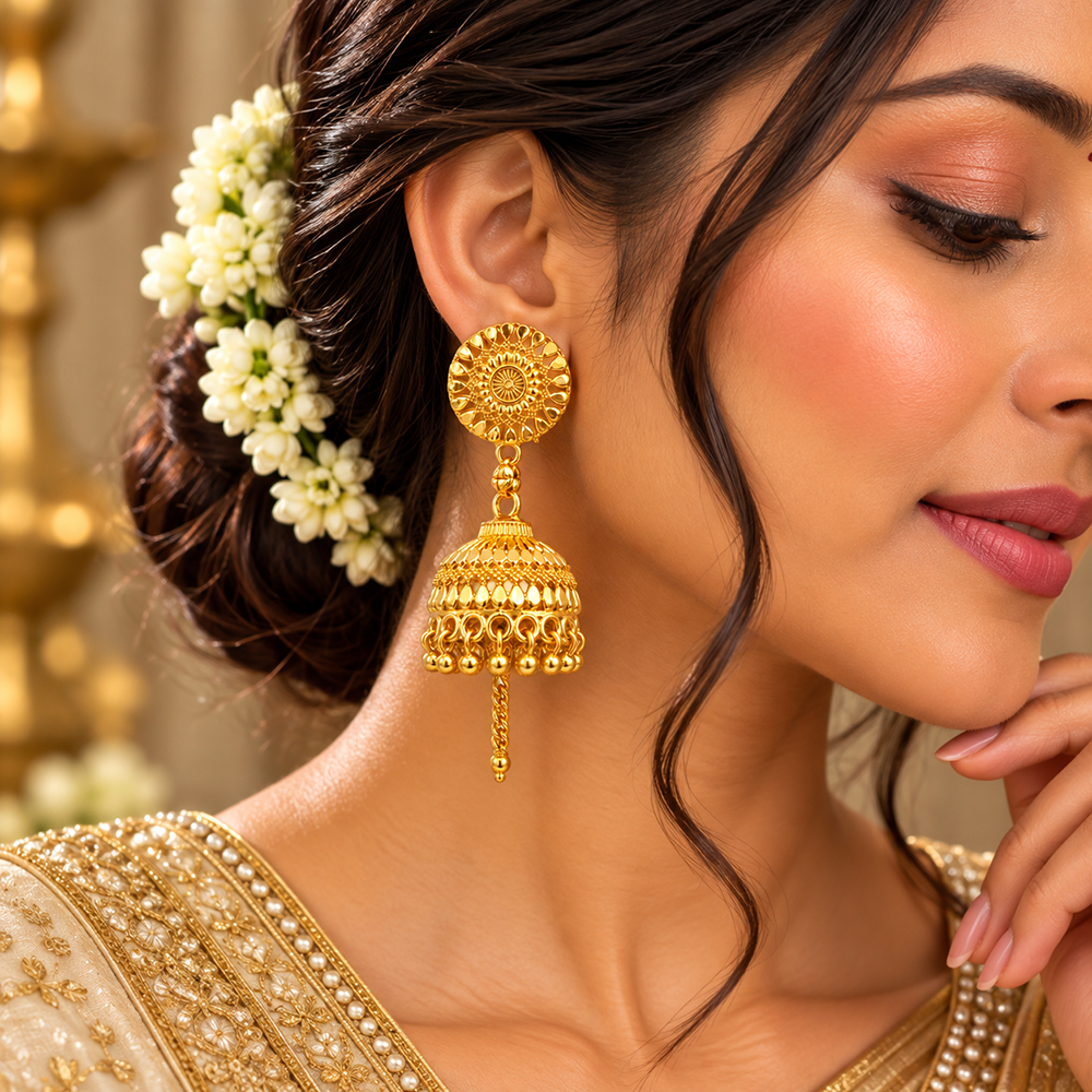 The99Jewel Stylish Gold Plated Jhumka Earrings | Traditional Fashion Jewellery for Festive & Party Wear