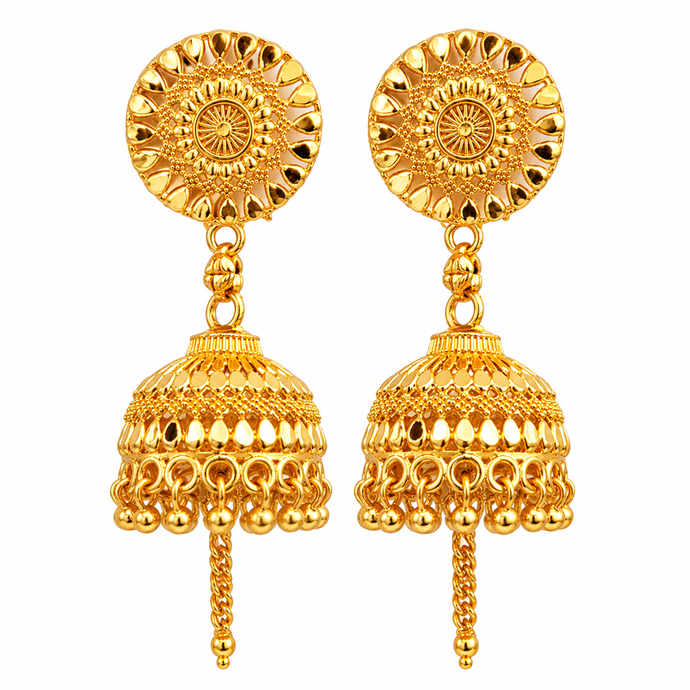 The99Jewel Stylish Gold Plated Jhumka Earrings | Traditional Fashion Jewellery for Festive & Party Wear