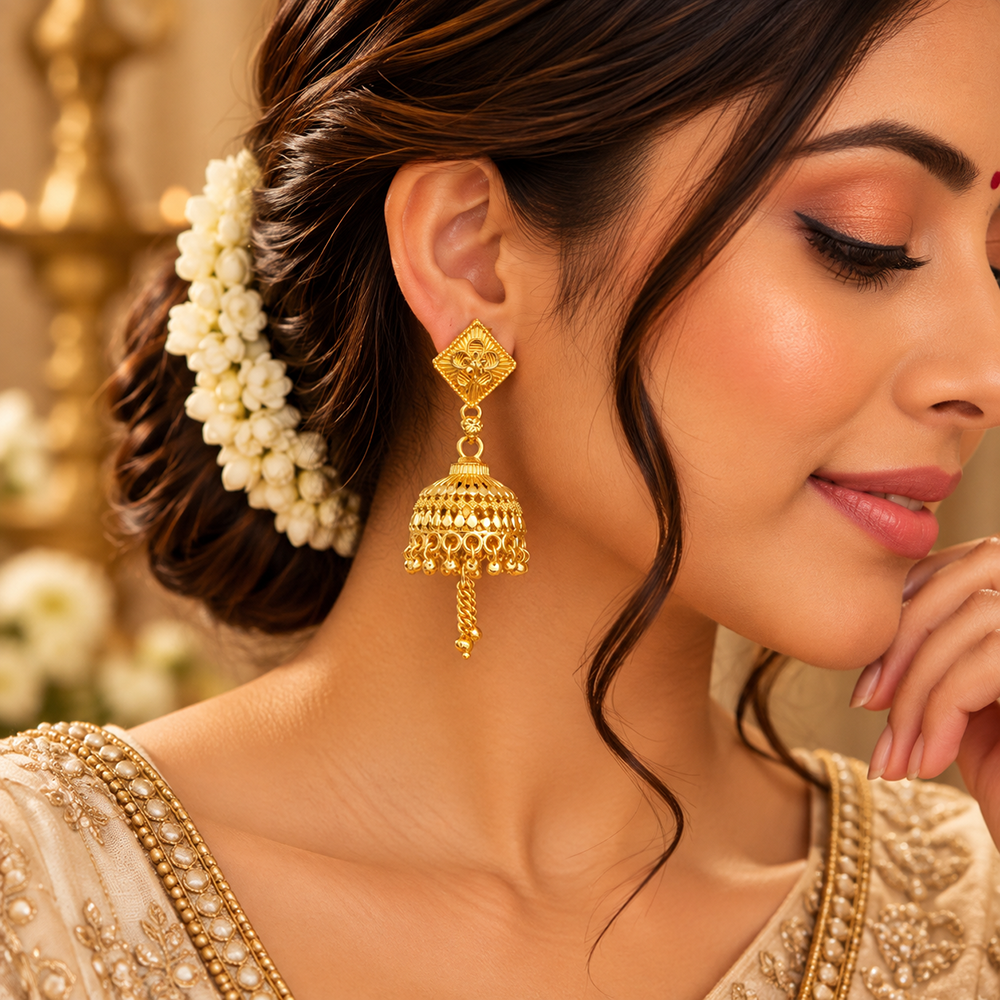 The99Jewel Stylish Gold Plated Jhumka Earrings | Traditional Fashion Jewellery for Festive & Party Wear