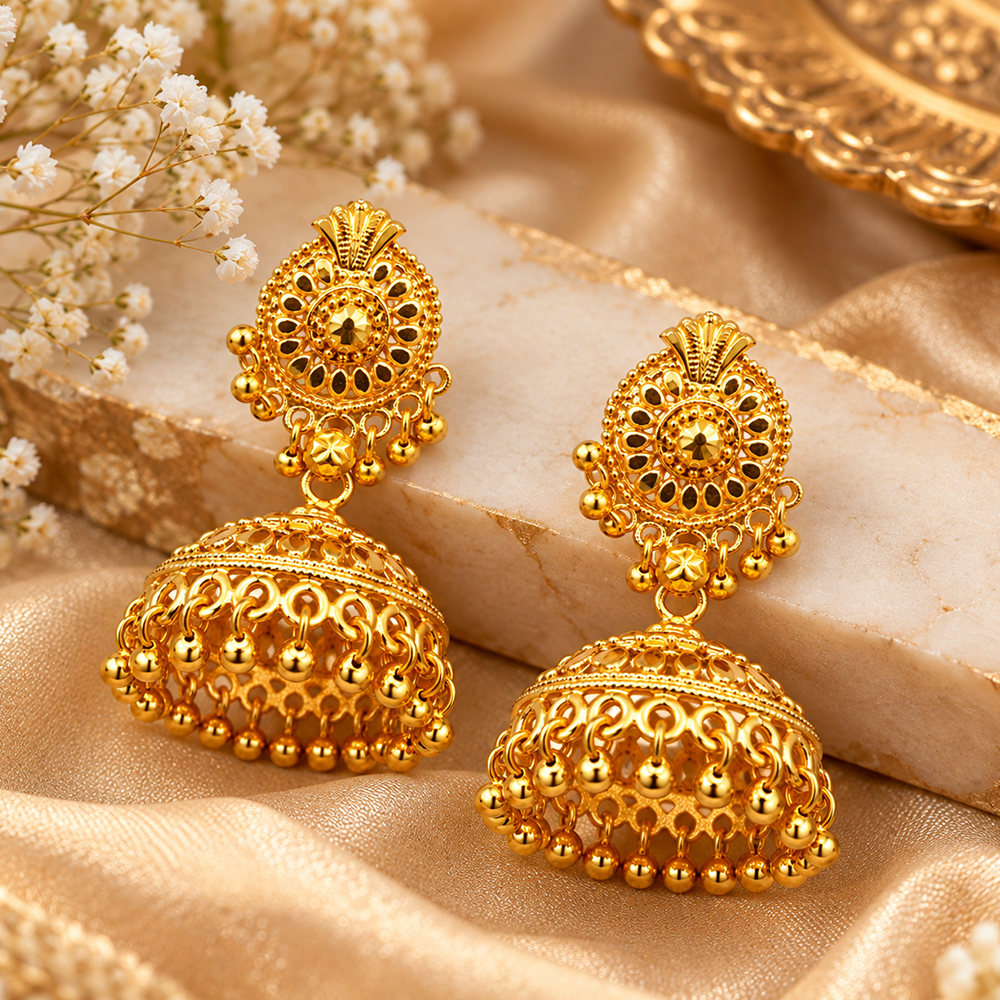 The99Jewel Stylish Gold Plated Jhumka Earrings | Traditional Fashion Jewellery for Festive & Party Wear