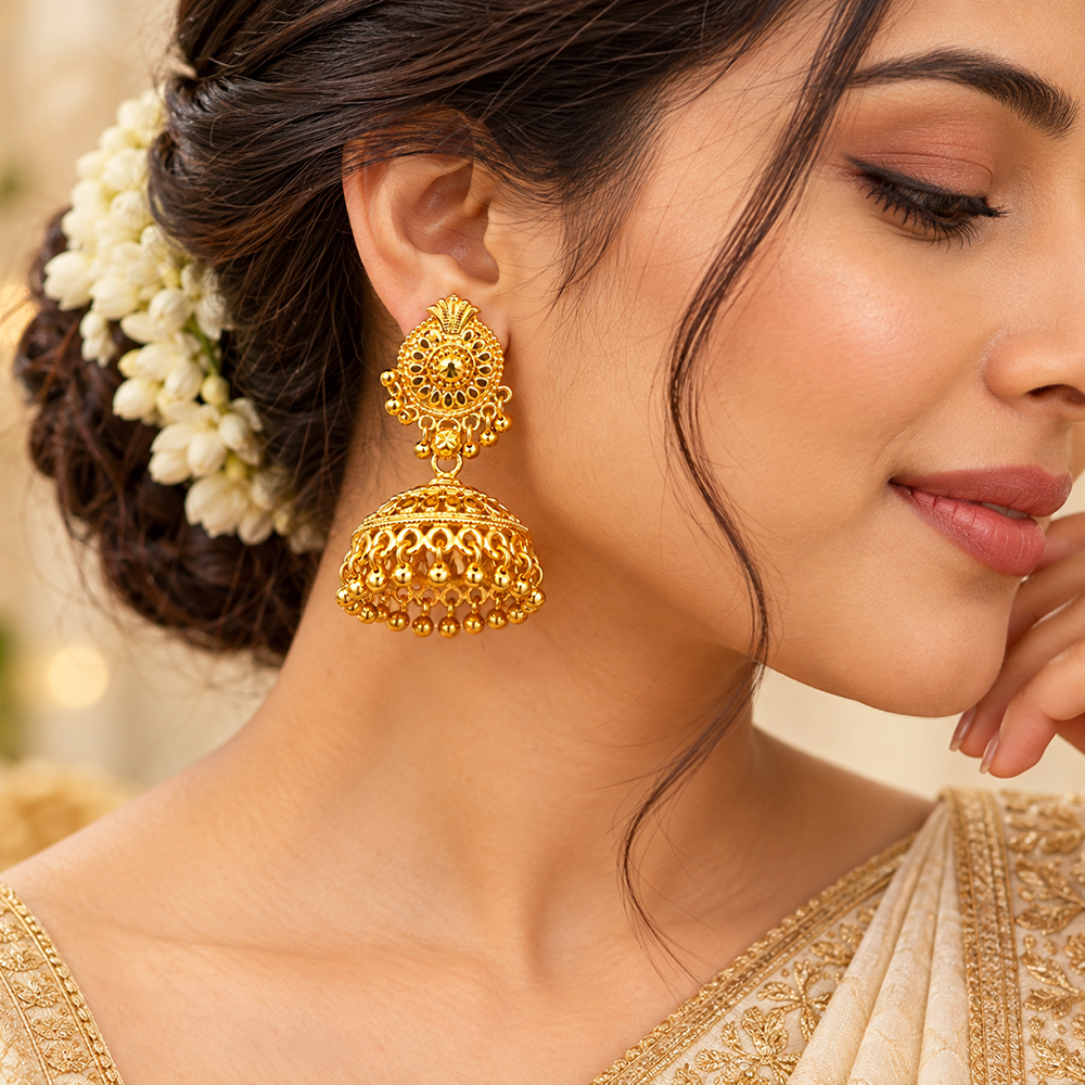 The99Jewel Stylish Gold Plated Jhumka Earrings | Traditional Fashion Jewellery for Festive & Party Wear