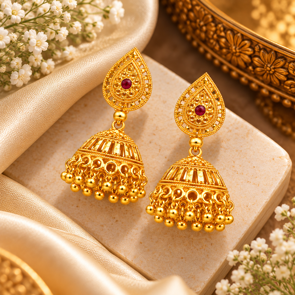 The99Jewel Stylish Gold Plated Jhumka Earrings | Traditional Fashion Jewellery for Festive & Party Wear