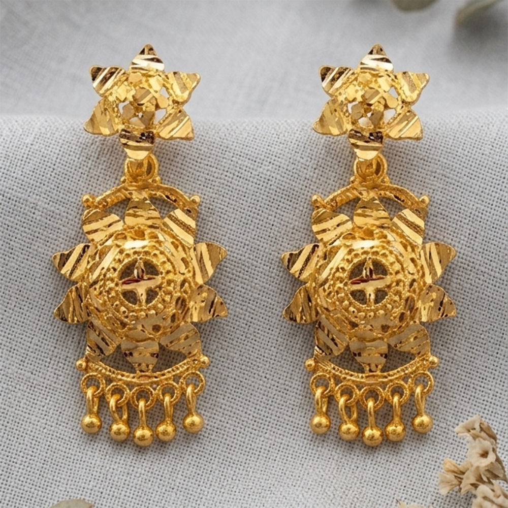 The99Jewel Gold Plated Traditional Small Dangler Earrings