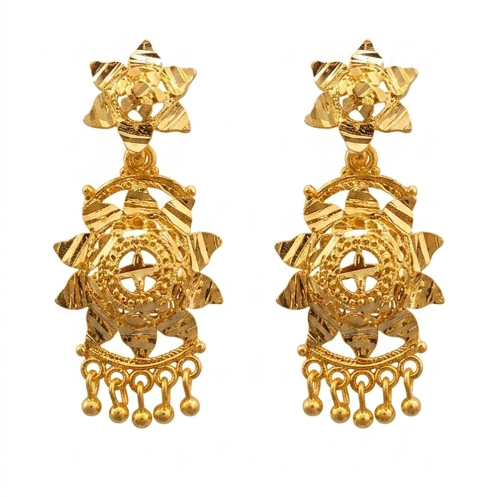 The99Jewel Gold Plated Traditional Small Dangler Earrings