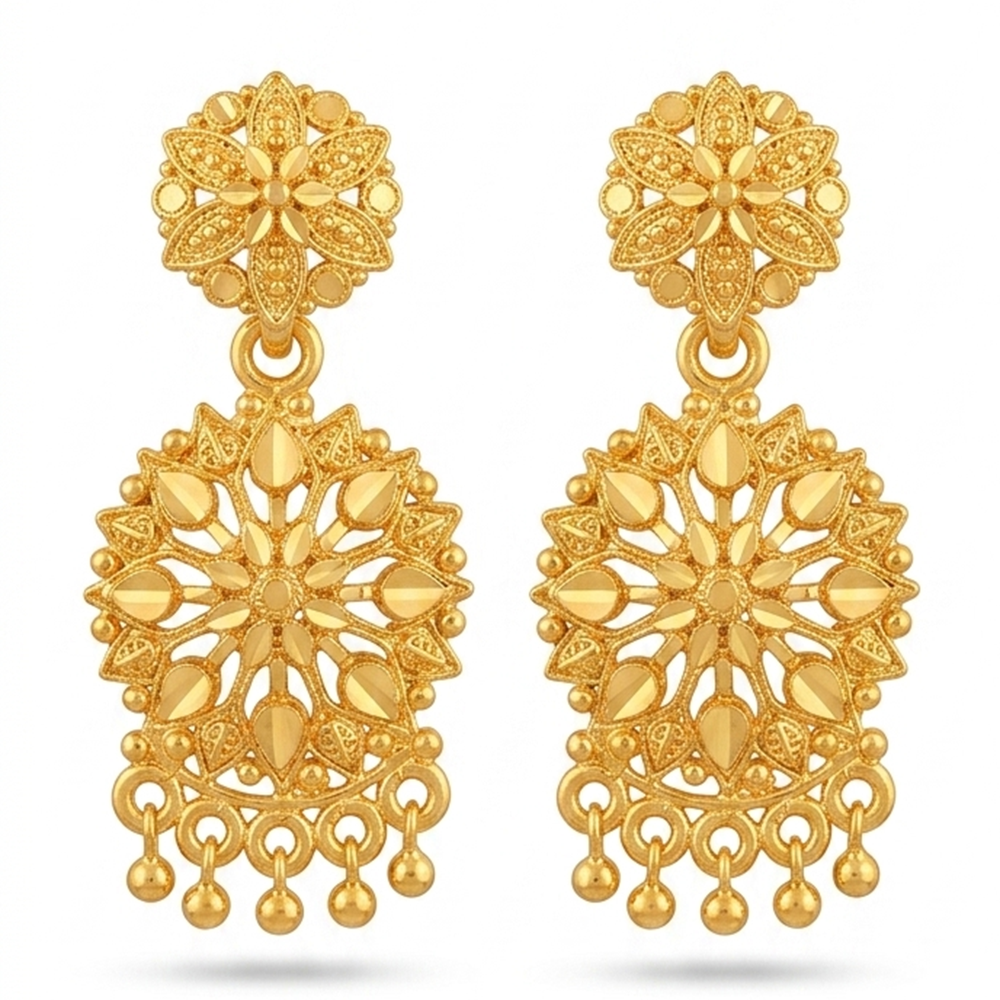 The99Jewel Gold Plated Traditional Small Dangler Earrings