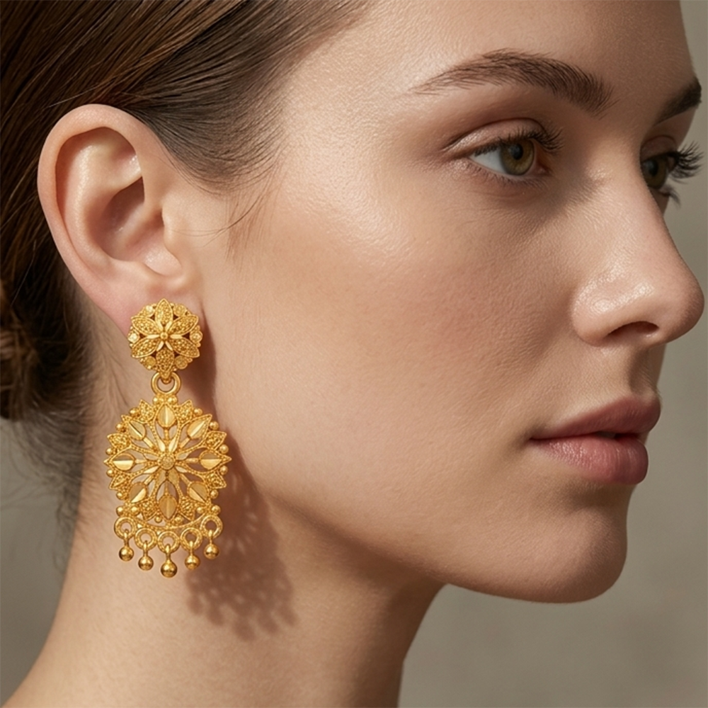The99Jewel Gold Plated Traditional Small Dangler Earrings