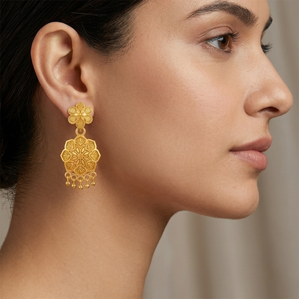 The99Jewel Gold Plated Traditional Small Dangler Earrings
