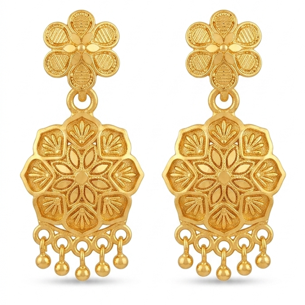 The99Jewel Gold Plated Traditional Small Dangler Earrings