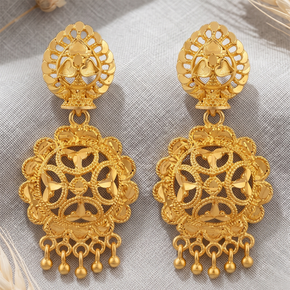 The99Jewel Gold Plated Traditional Small Dangler Earrings