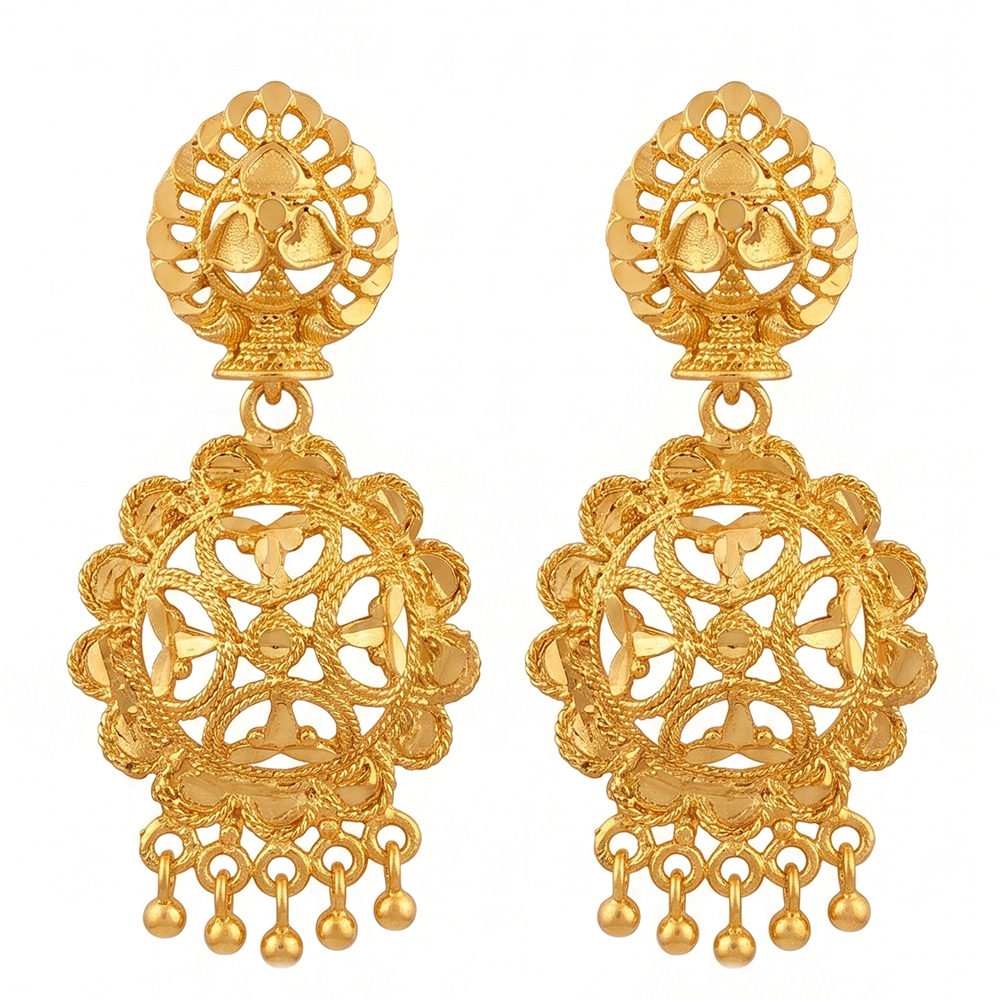 The99Jewel Gold Plated Traditional Small Dangler Earrings