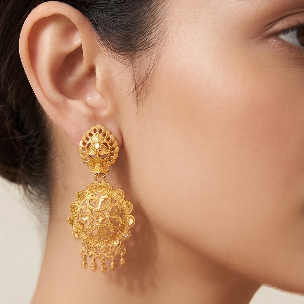 The99Jewel Gold Plated Traditional Small Dangler Earrings