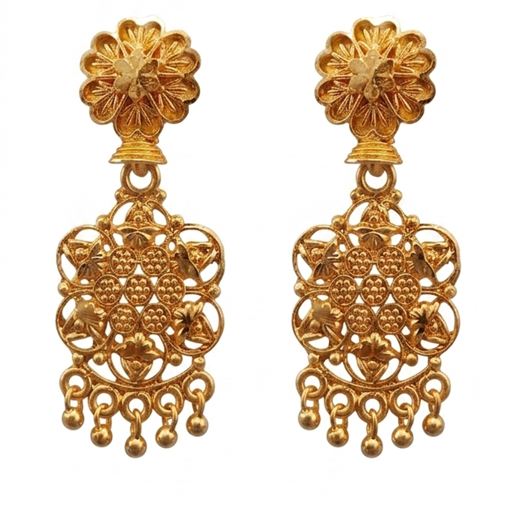 The99Jewel Gold Plated Traditional Small Dangler Earrings