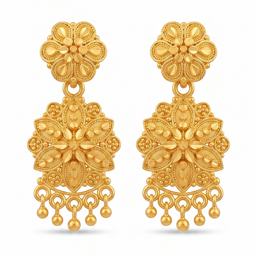 The99Jewel Gold Plated Traditional Small Dangler Earrings