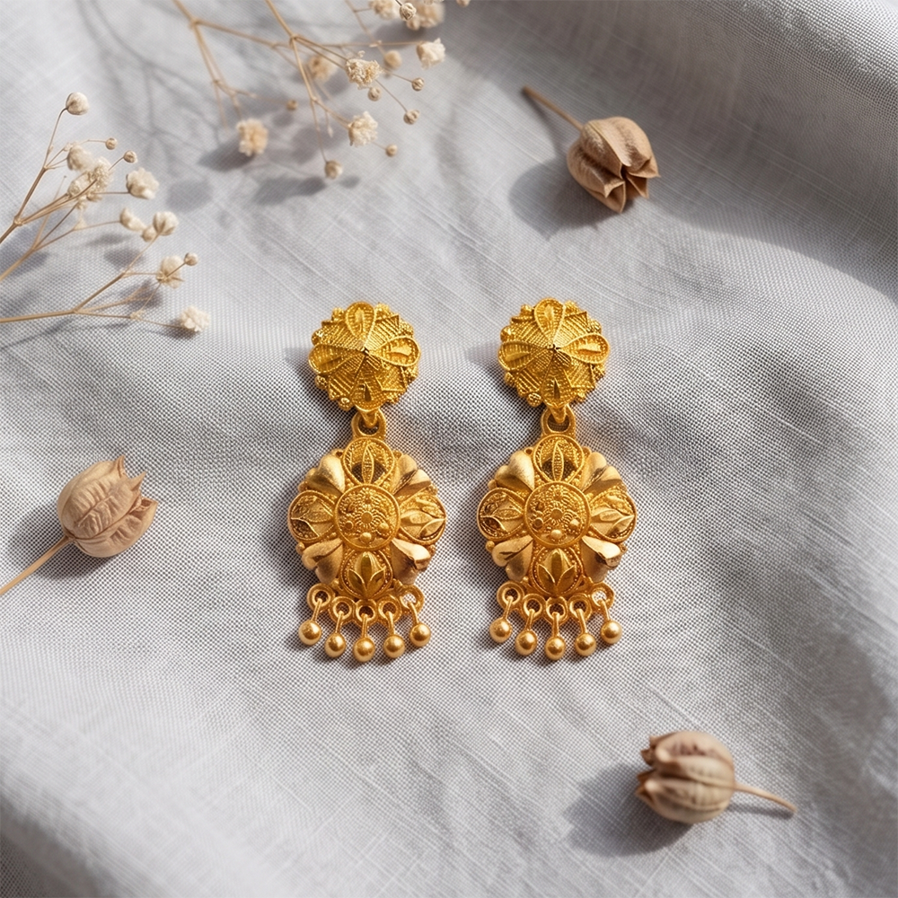 The99Jewel Gold Plated Traditional Small Dangler Earrings