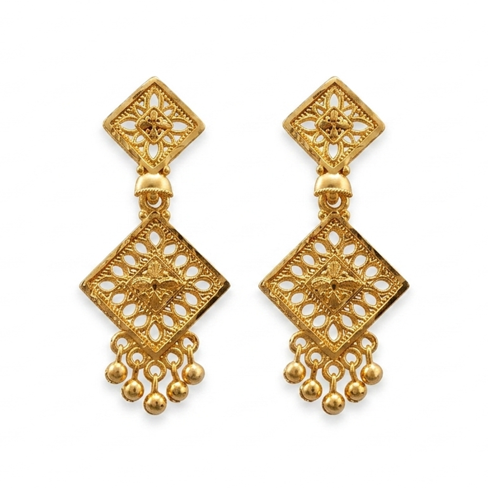 The99Jewel Gold Plated Traditional Small Dangler Earrings
