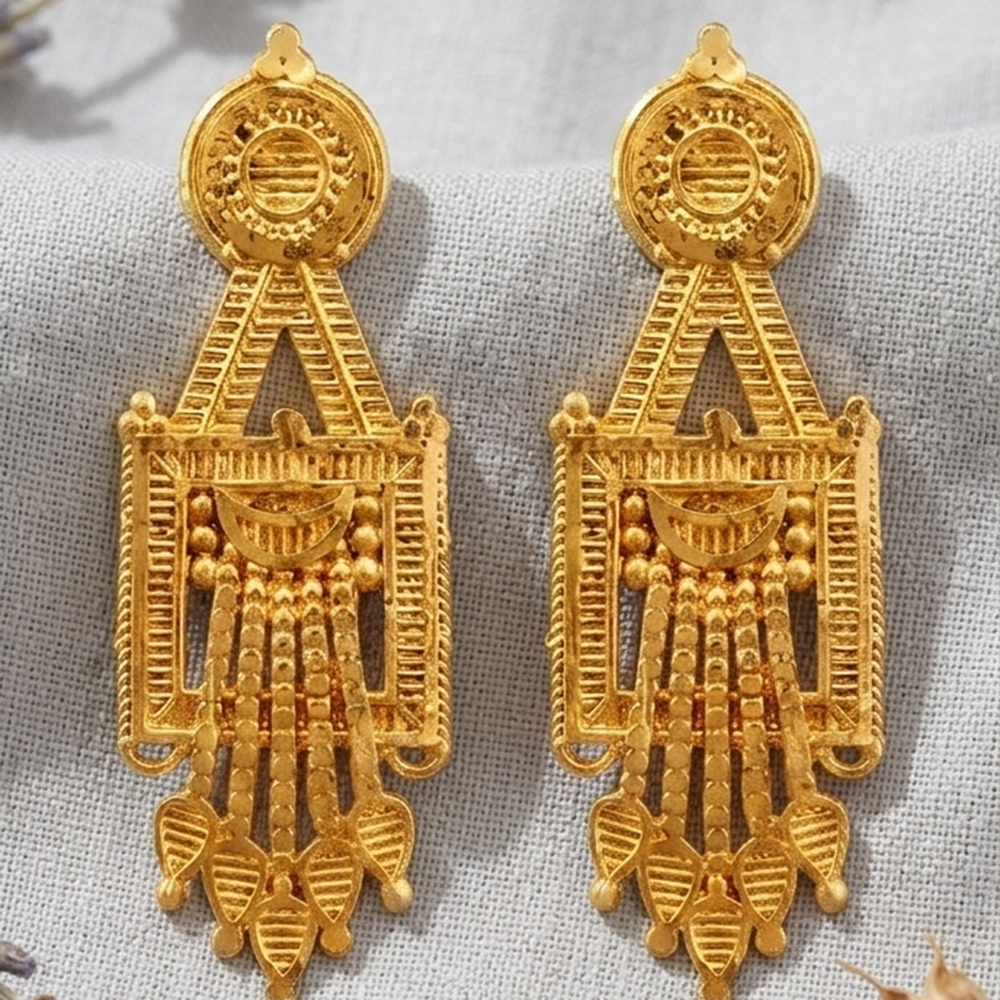 The99Jewel Gold Plated Traditional Small Dangler Earrings
