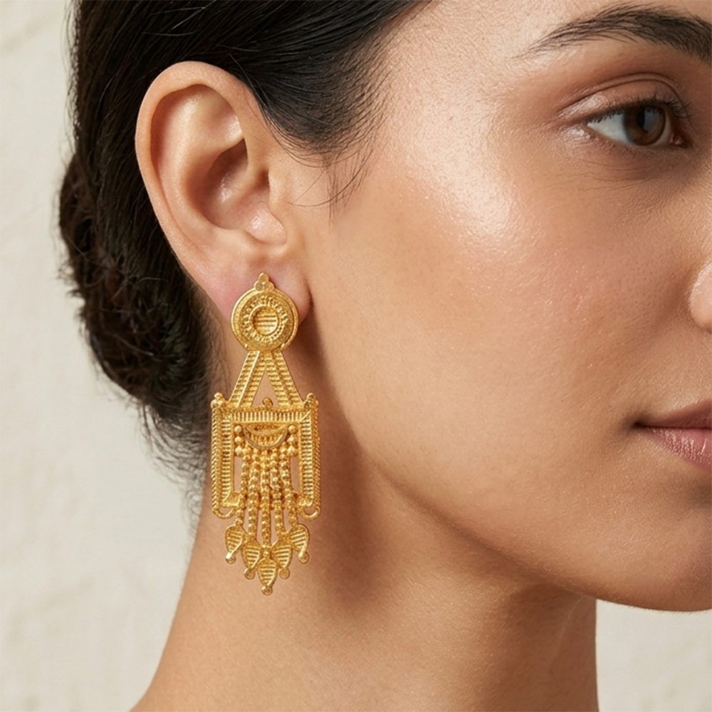 The99Jewel Gold Plated Traditional Small Dangler Earrings